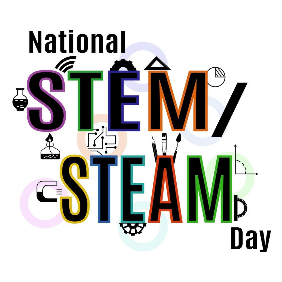 National STEM STEAM Day, Idea for poster, banner, flyer or postcard vector