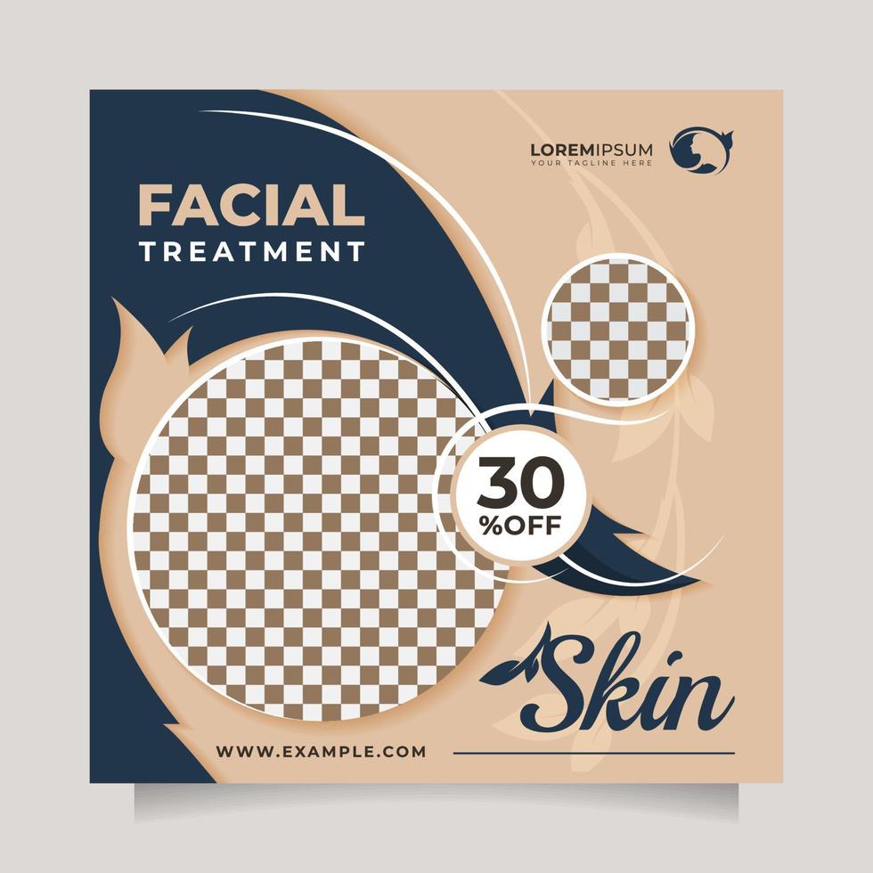 Facial clinic center and beauty sale social media post and banner template. Beautiful square vector design to promote skin care, makeup, hair care, beauty spa salon, beautician, natural product, etc