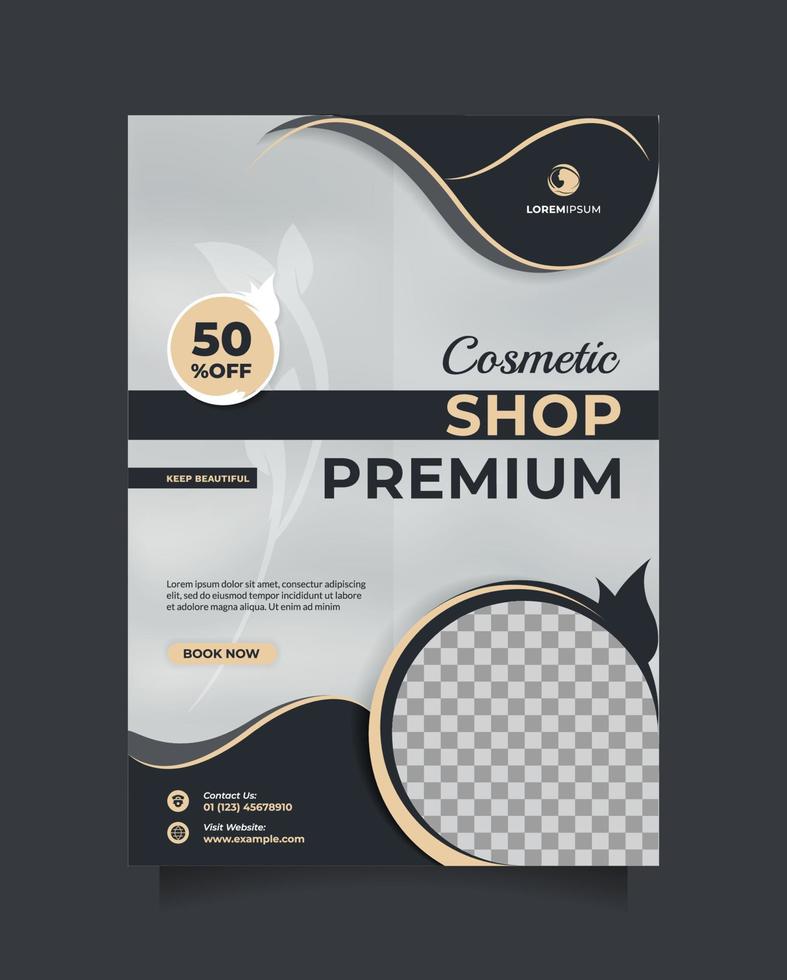 Luxury template flyer and brochure with a4 size. Beautiful and modern vector poster and banner design to promote cosmetics sale, beauty sale, Healthy Skin Clinic, medical spa, something natural, etc
