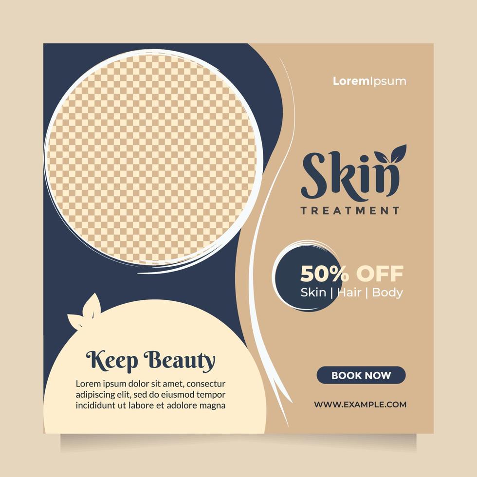 Skin care center social media post and banner promotion. Creative vector design concept of professional beauty care, hair spa, hair mask, hair stylist, cosmetic sale, make up, etc