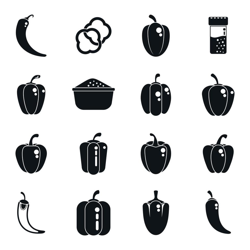 Paprica icons set simple vector. Capsicum bell vector