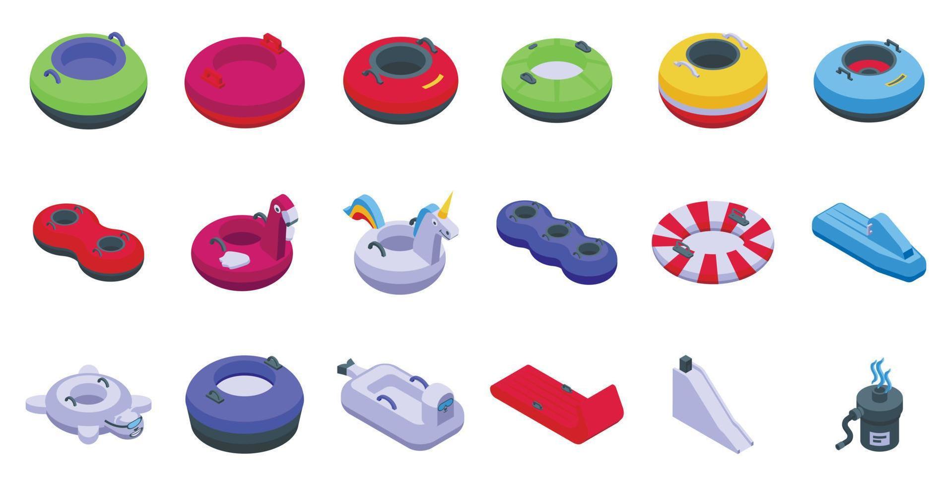 Snow tube icons set isometric vector. Winter sport vector