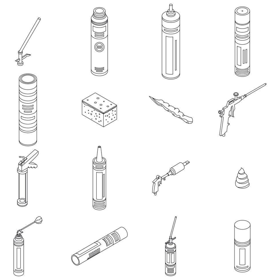 Polyurethane foam icons set vector outline