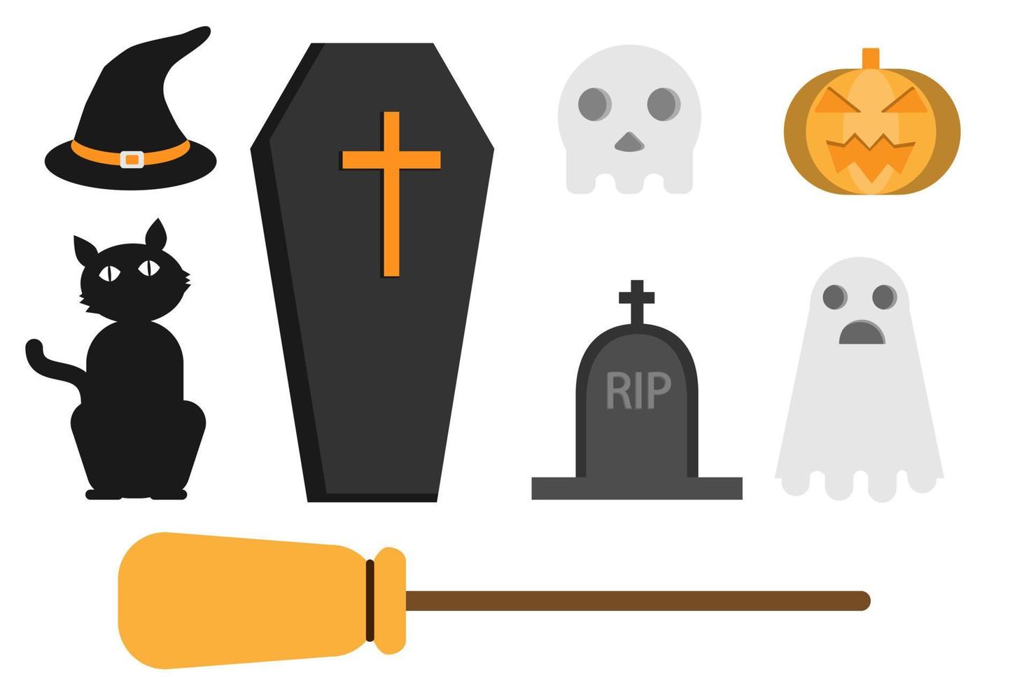diseño plano de ilustrador de artículos de halloween vector