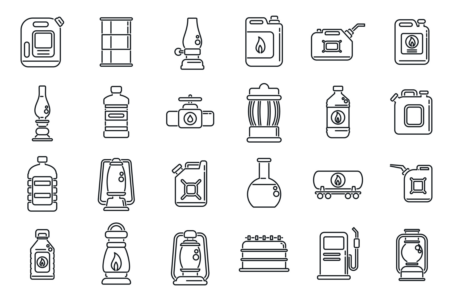 Kerosene icons set outline vector. Energy container 12321481 Vector Art ...