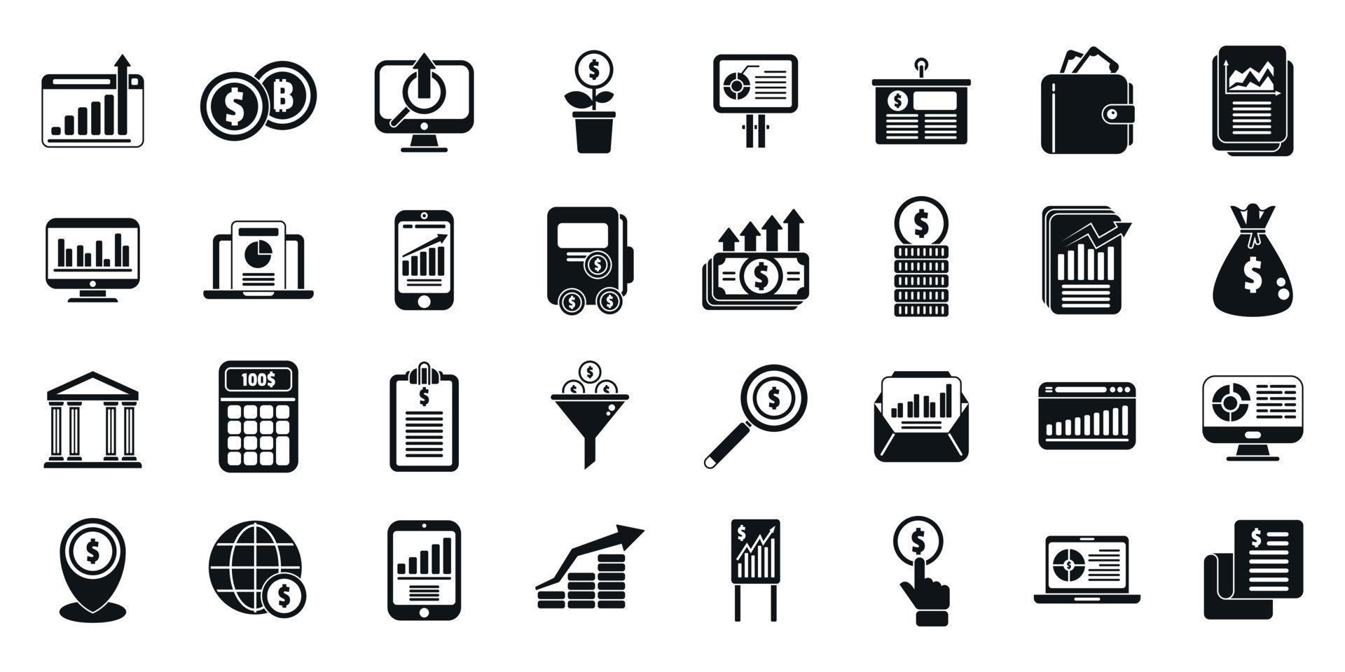 los iconos de dinero de resultado establecen un vector simple. carrera de negocios