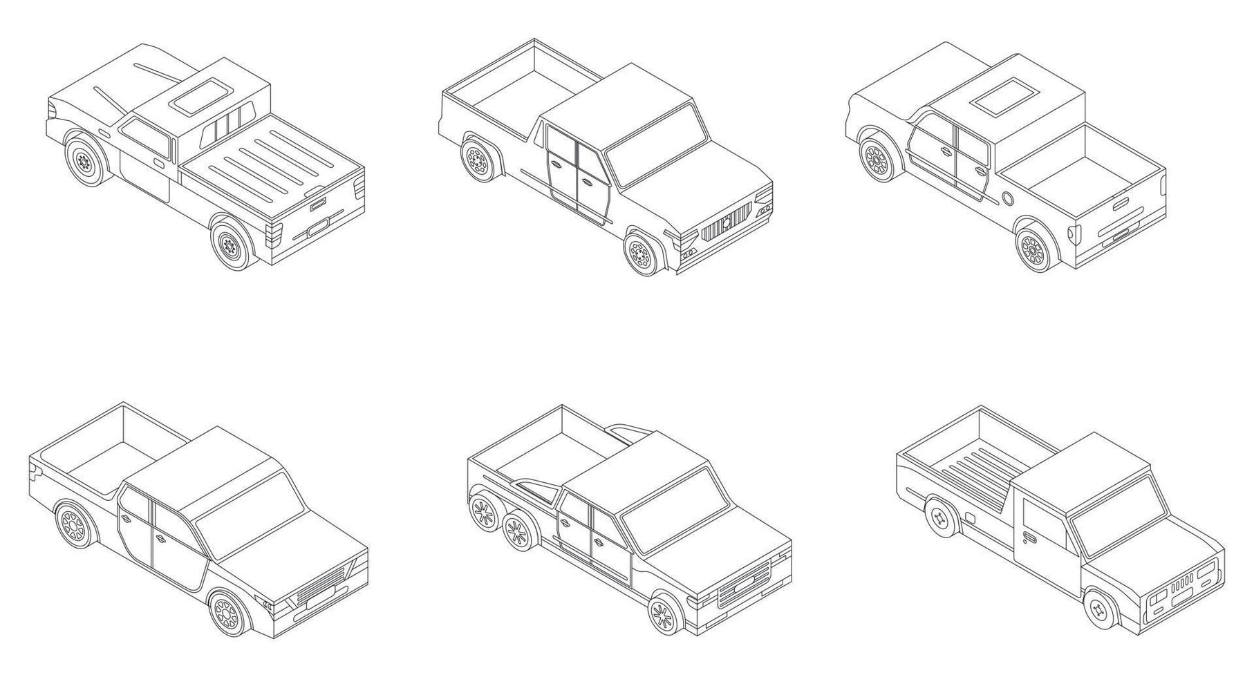 Pickup icons set vector outline