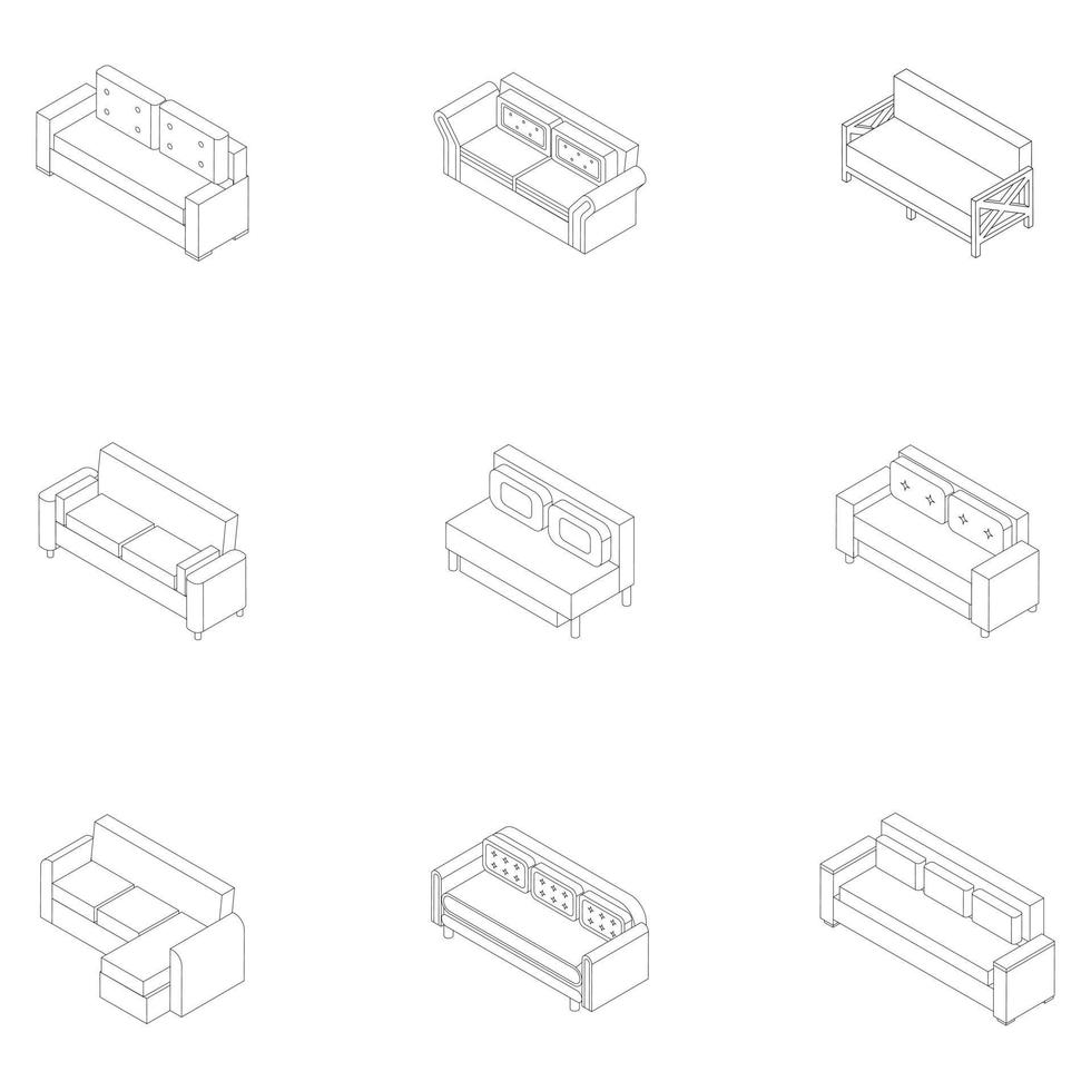 Sofa icon set vector outline