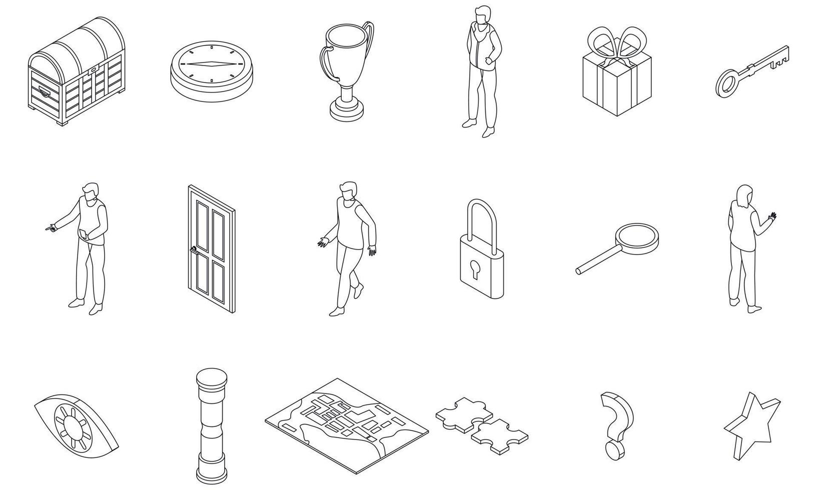 Quest icons set vector outline