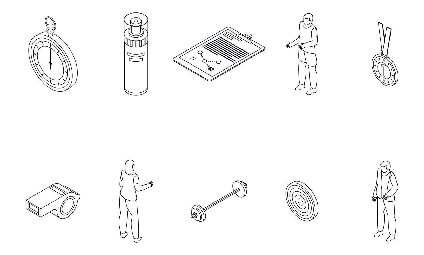Coach icons set vector outline
