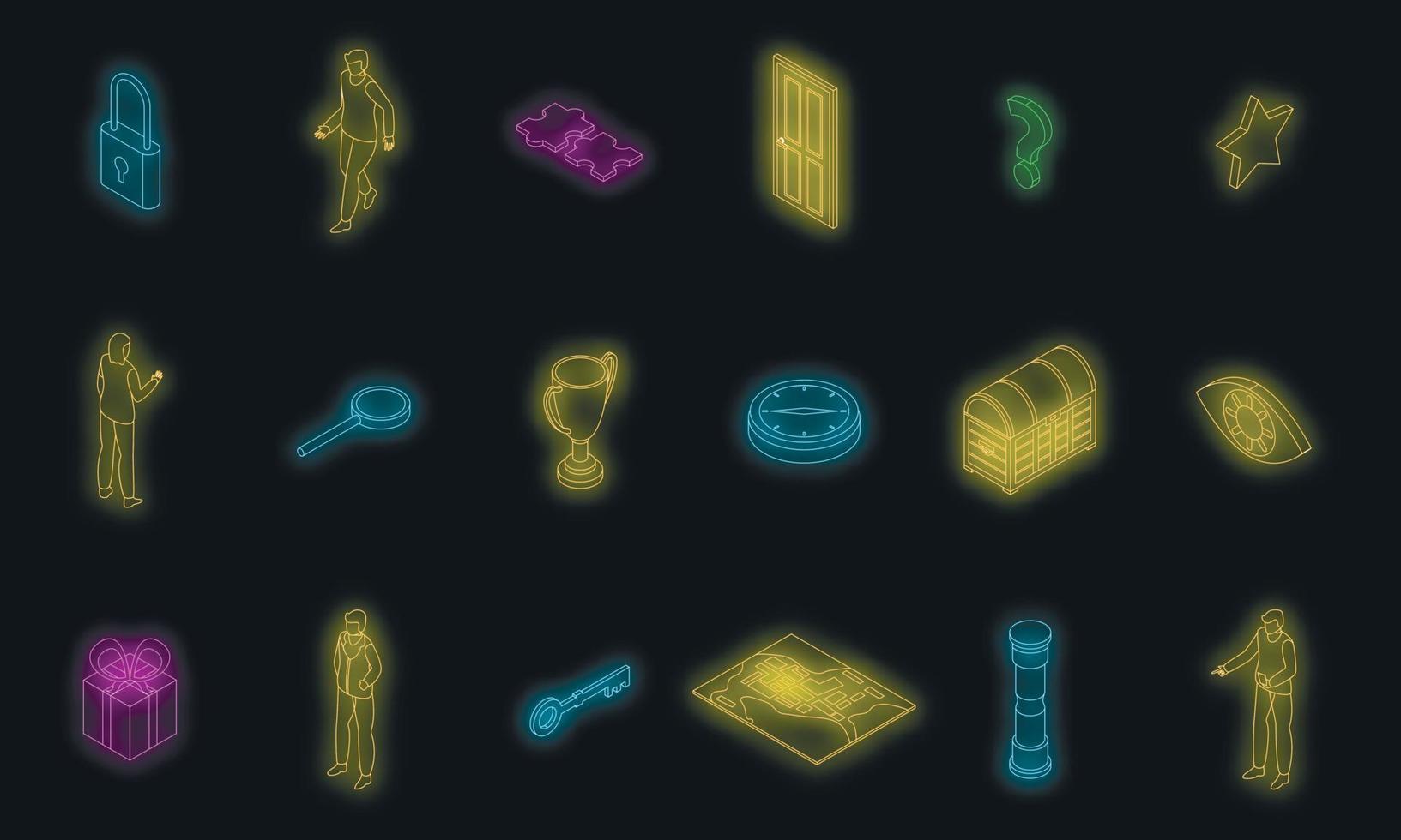 Quest icons set vector neon