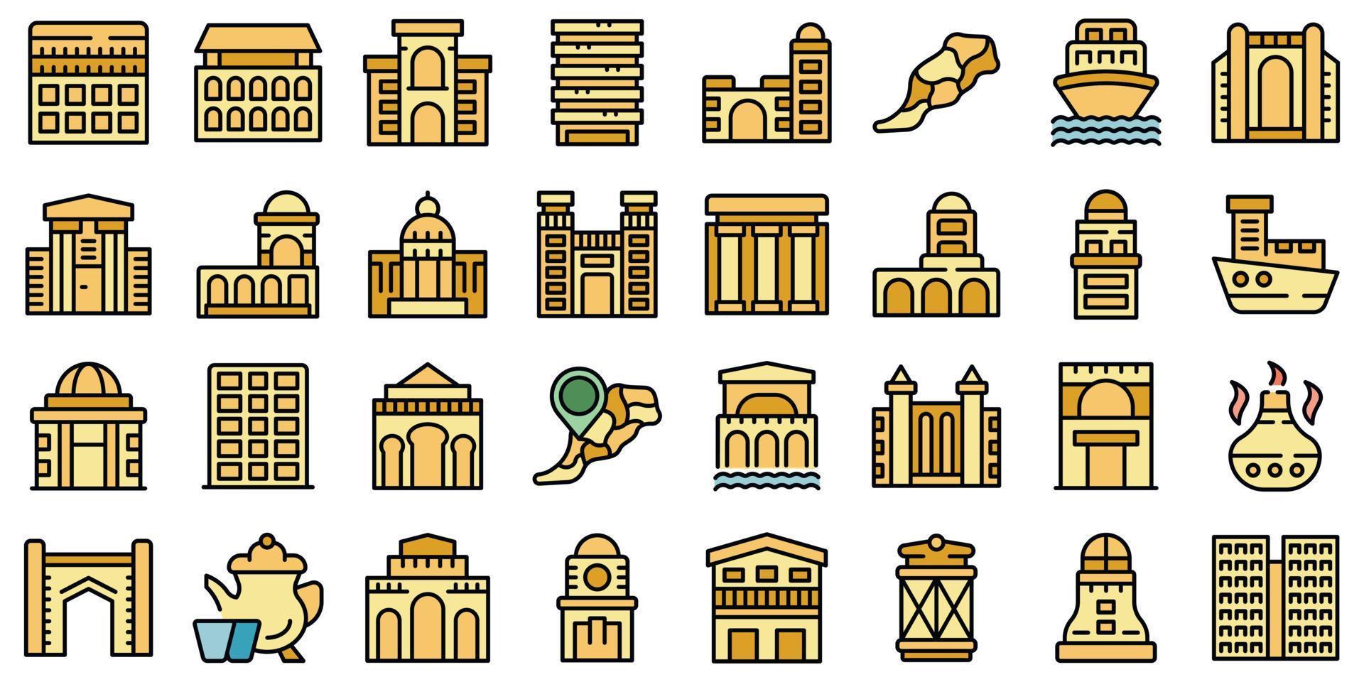 Casablanca icons set vector flat