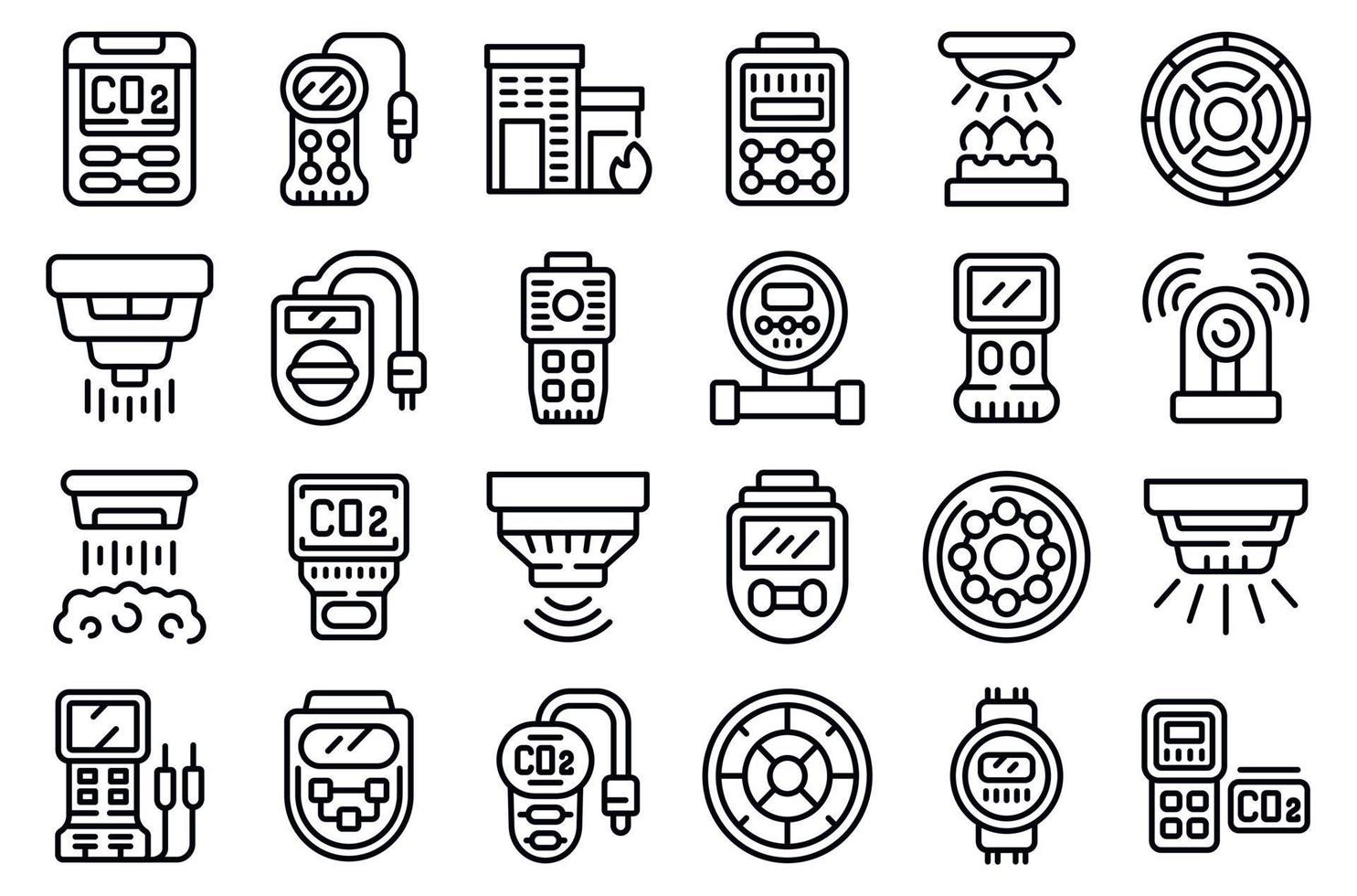 Gas detector icons set outline vector. Meter monitor vector