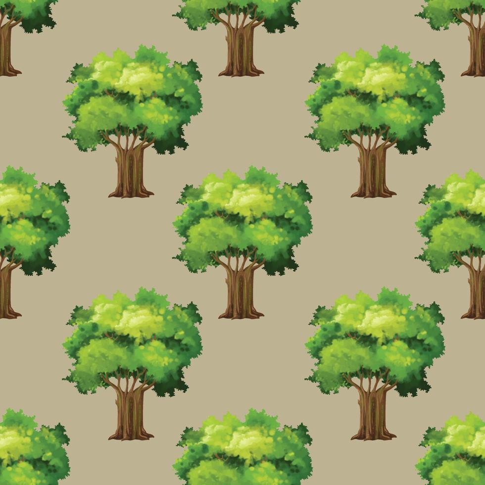 painted tree cartoon style seamless pattern vector