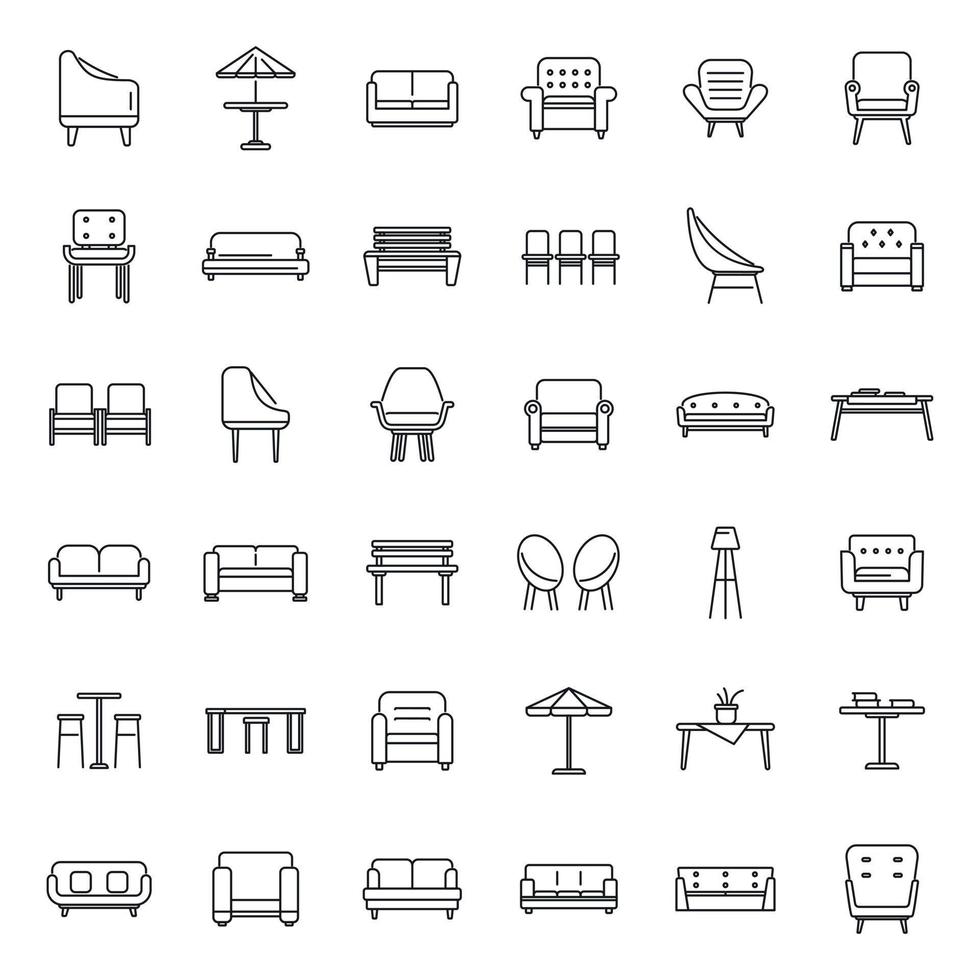 Lounge icons set outline vector. Business sofa vector
