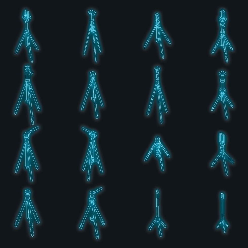 Tripod icons set vector neon