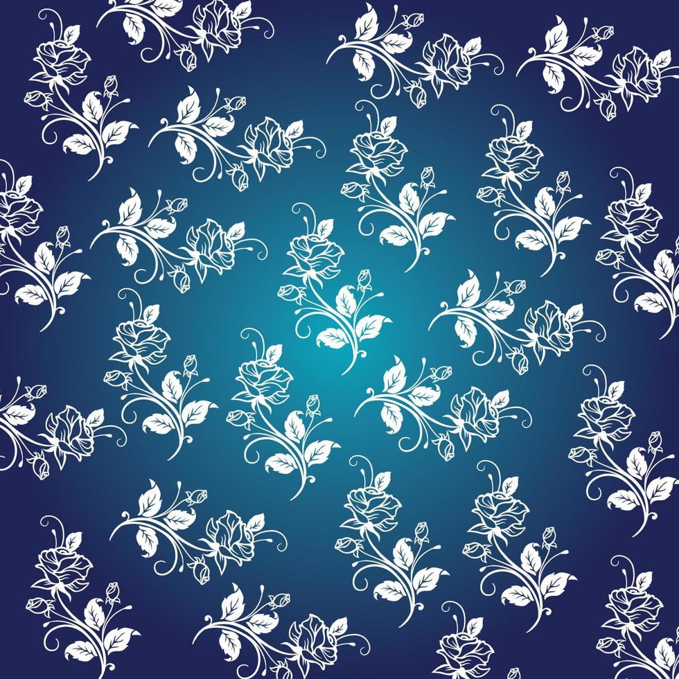 Blue background and white rose texture pattern vector