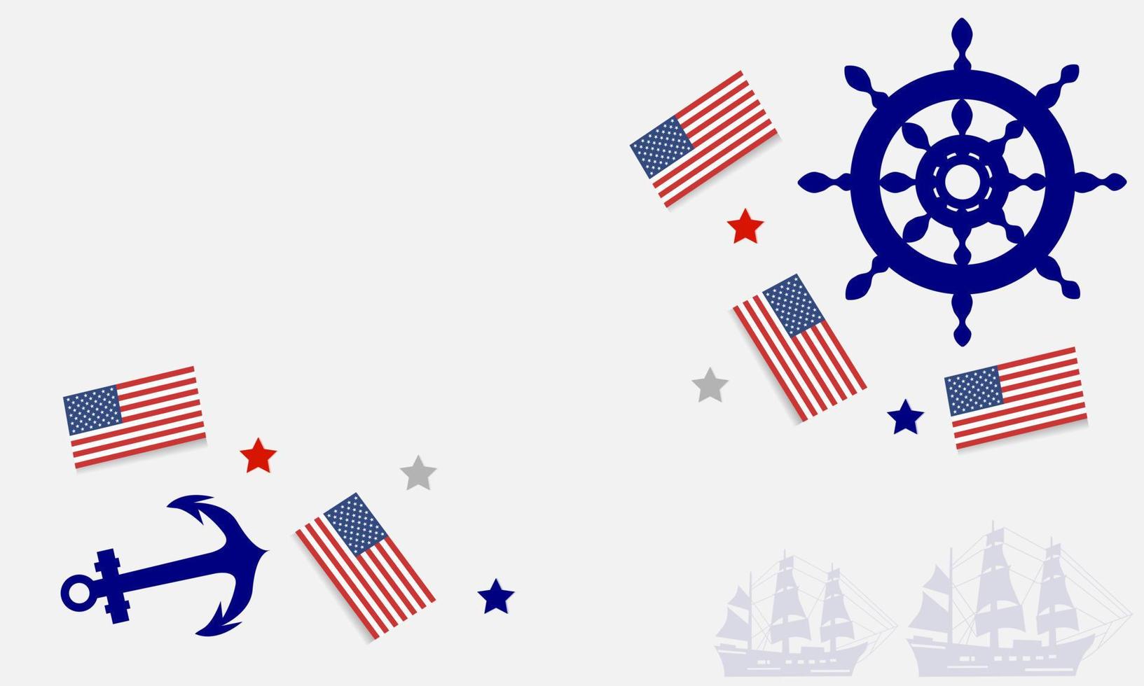 Columbus Day Background with Copy Space Area, ship anchors and wheels Suitable for placing on content with that theme. vector