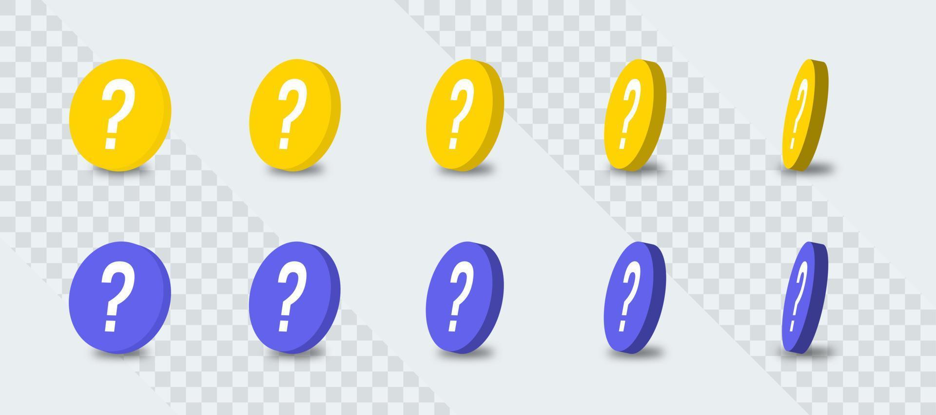 3d question mark collection in different side. Ask signs vector illustration.