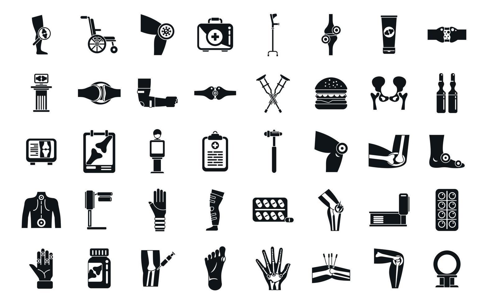Arthritis icons set simple vector. Joint injury vector