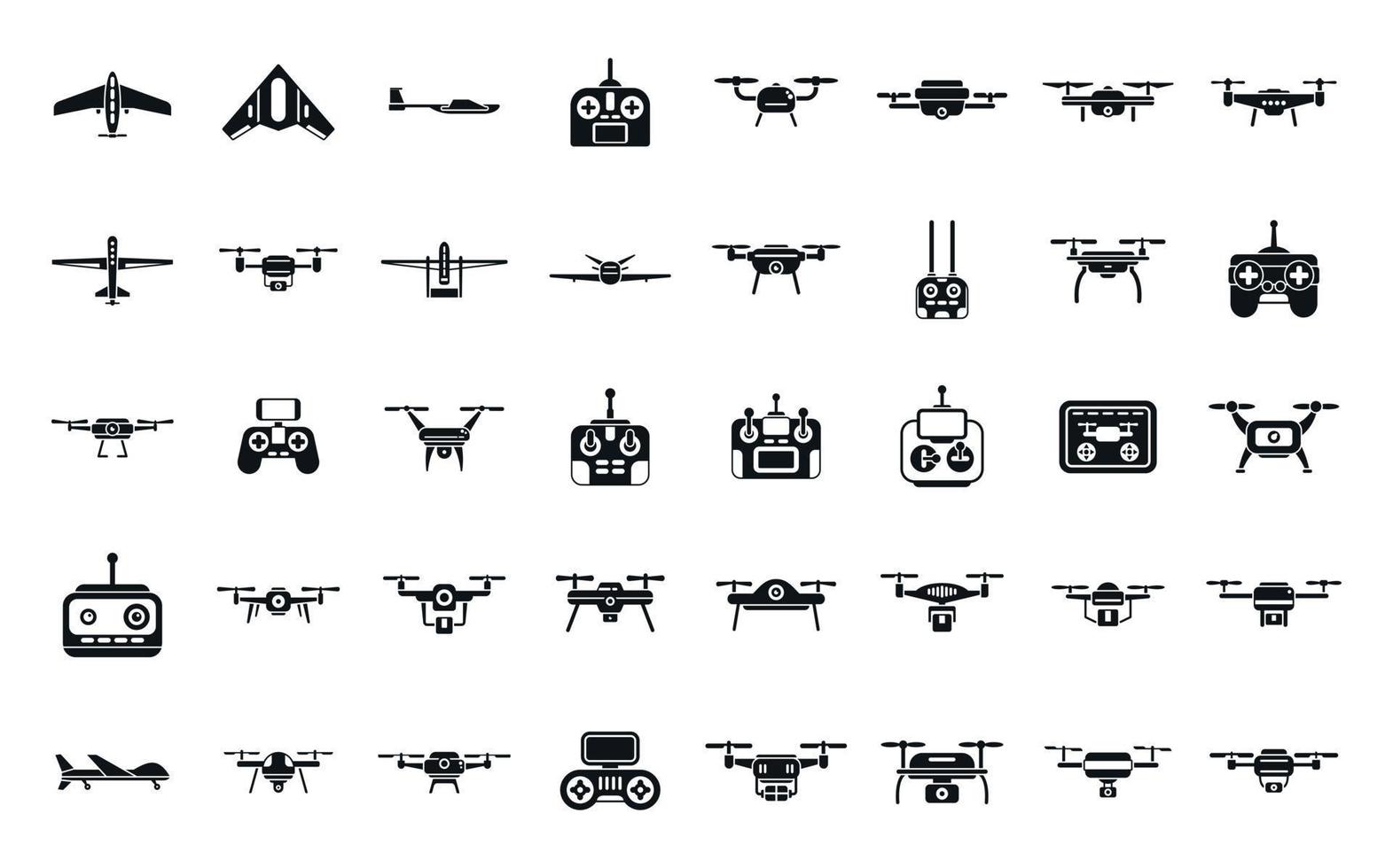 los iconos de la tecnología de drones establecen un vector simple. entrega vr