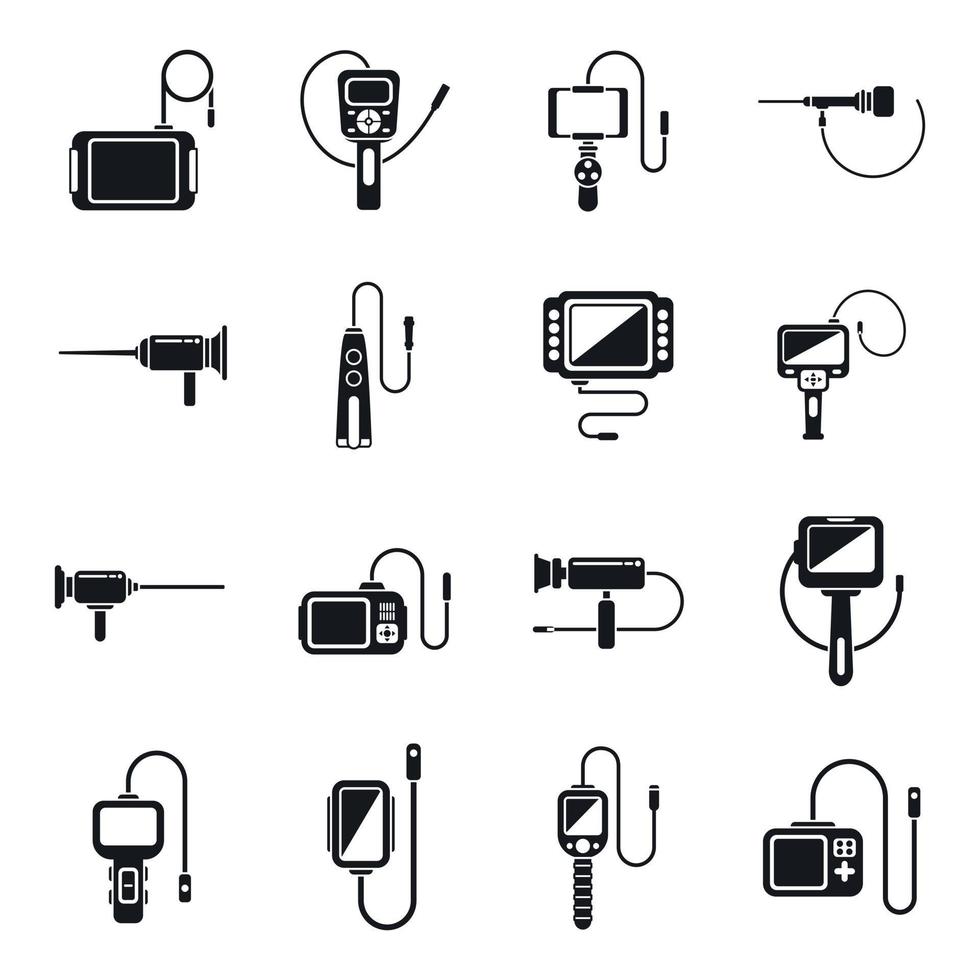 Endoscope icons set simple vector. Digestive gastric vector