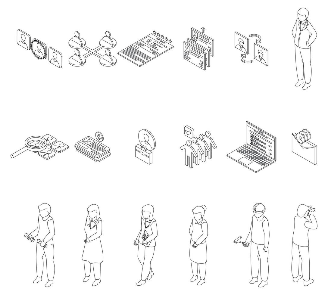 Human resources icons set vector outline
