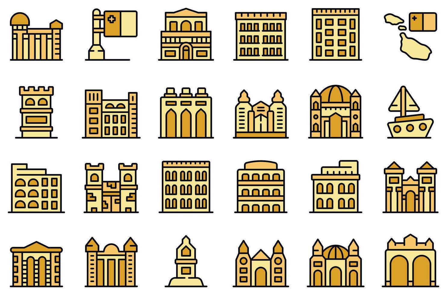 conjunto de iconos de malta vector plano