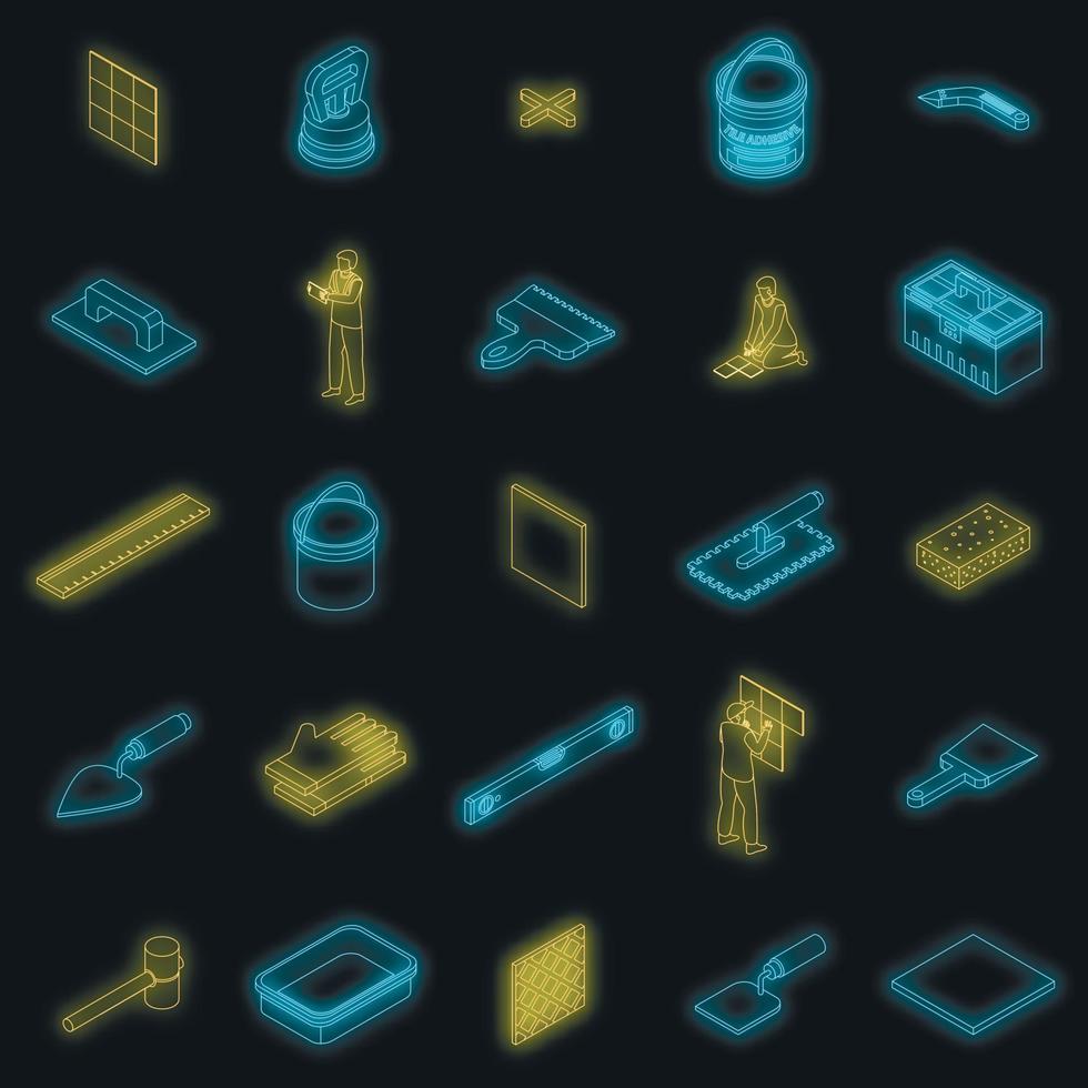 conjunto de iconos de solador neón vectorial vector