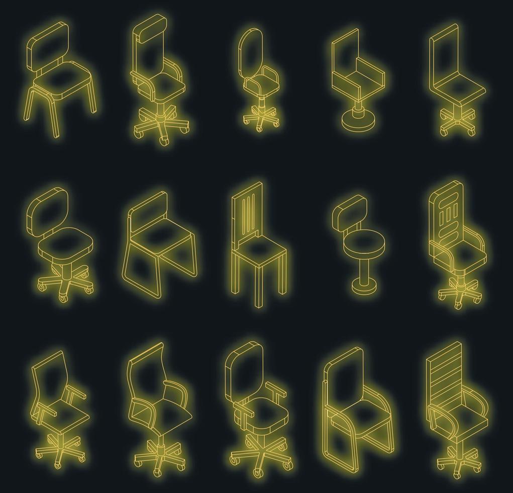 conjunto de iconos de silla de escritorio neón vectorial vector