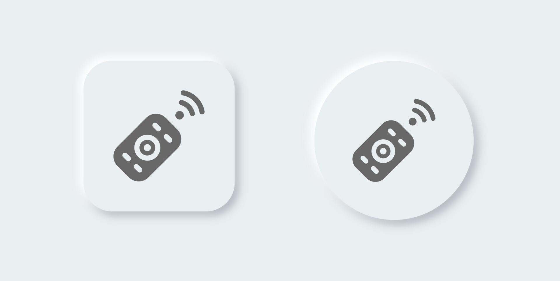 icono sólido remoto en estilo de diseño neomórfico. Ilustración de vector de signos de control inalámbrico