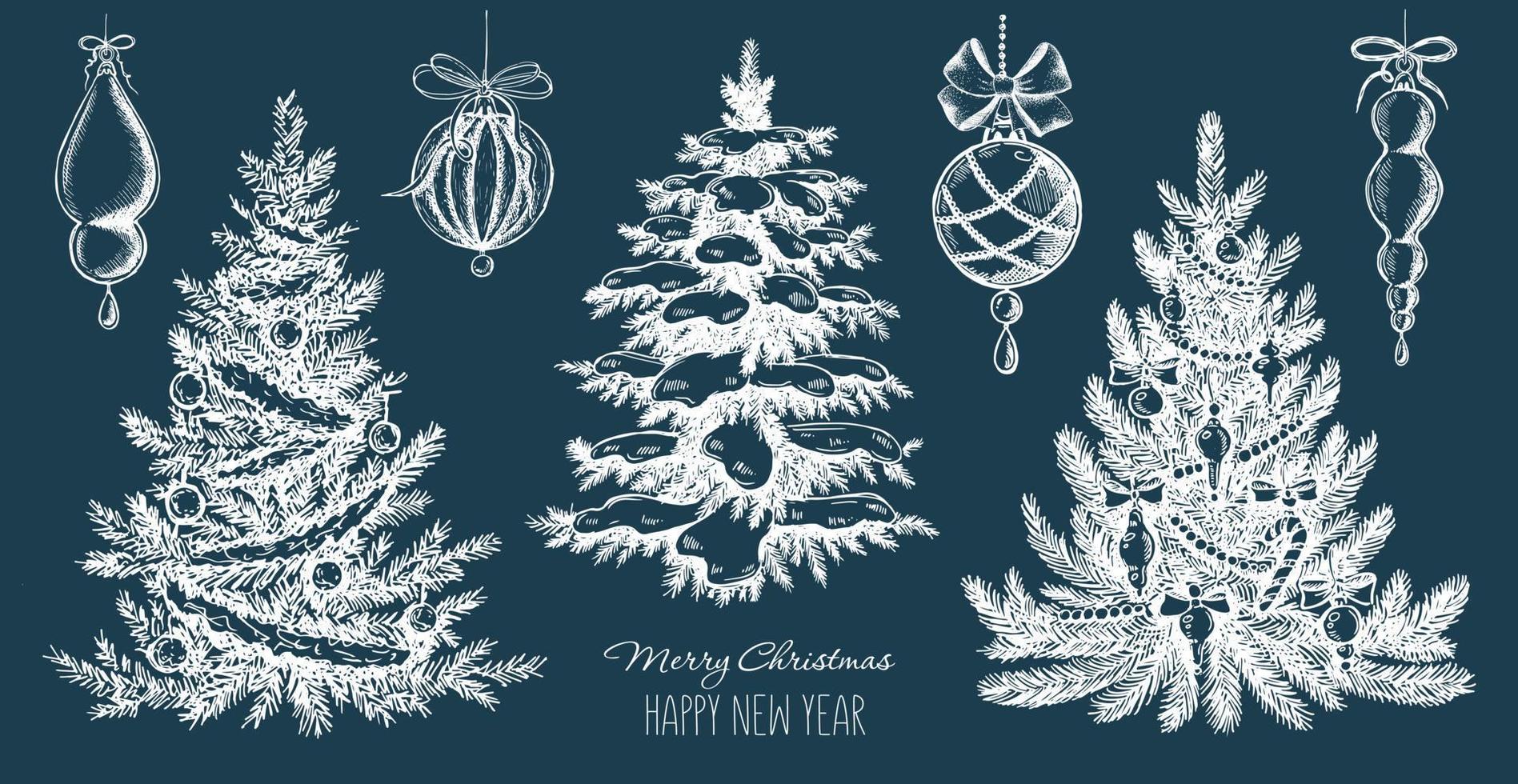 Christmas tree hand drawn illustration vector