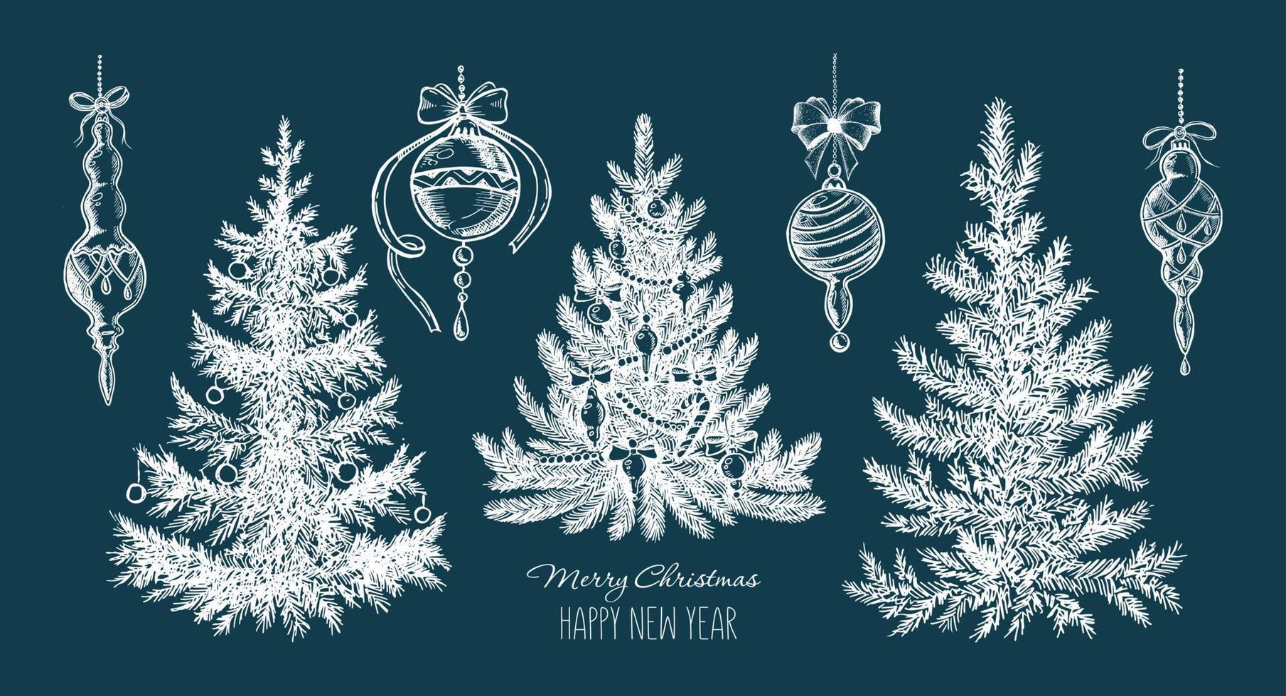 Christmas tree hand drawn illustration vector
