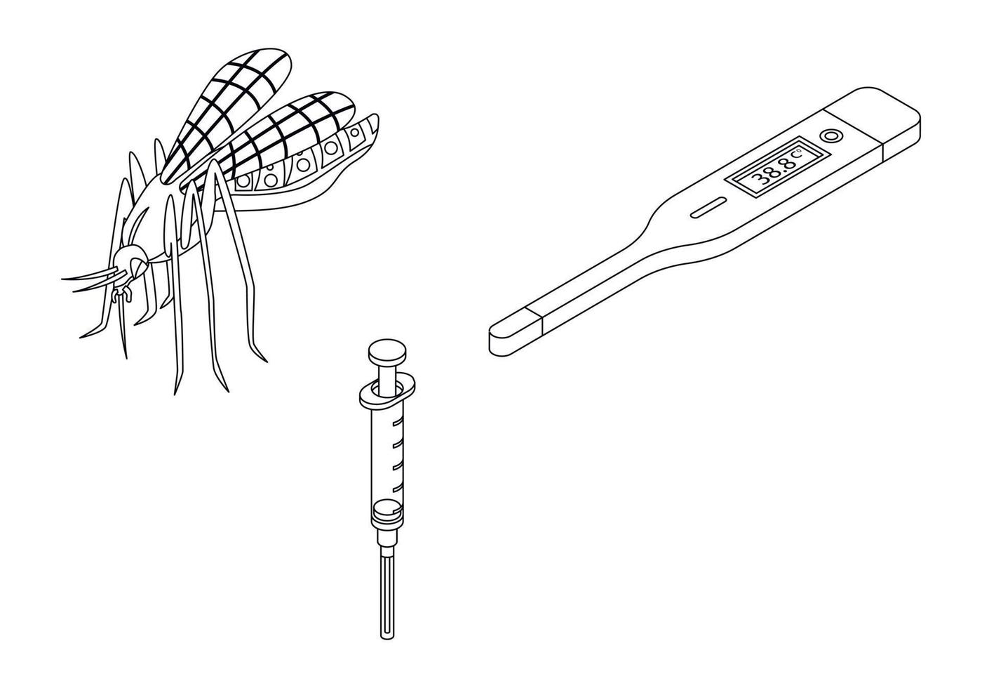 Zika virus icons set vector outline