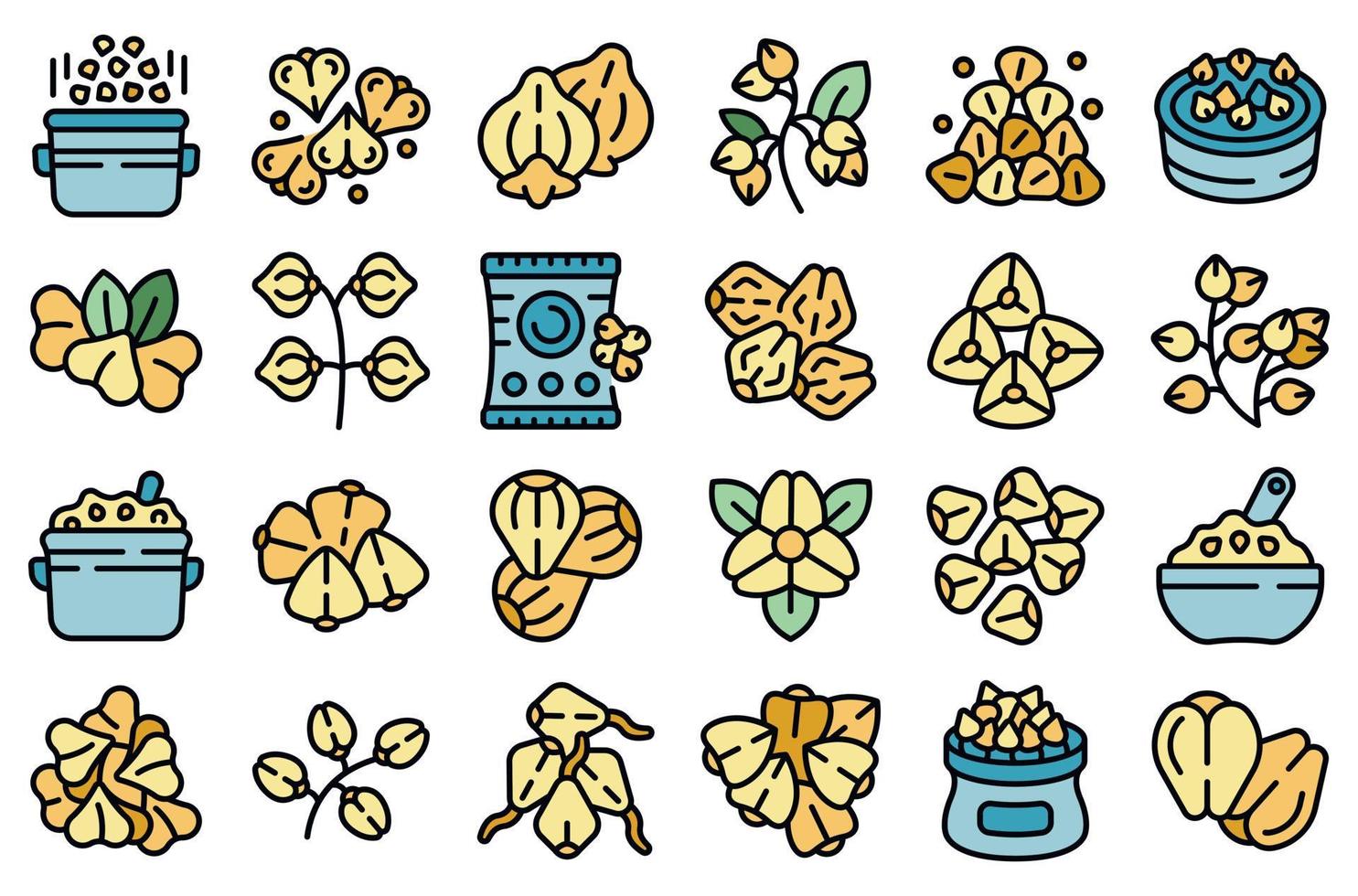 Buckwheat icons set vector flat