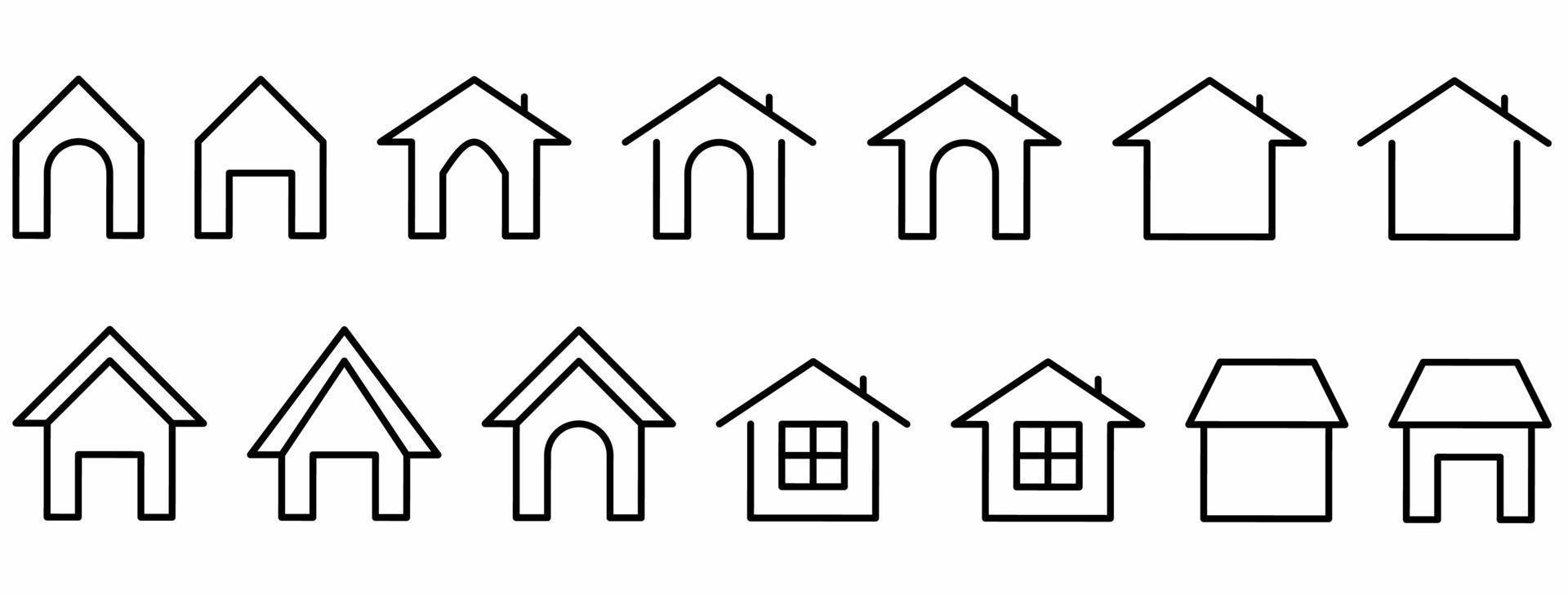 home or house icon set isolated on white background.outline simple home icon vector