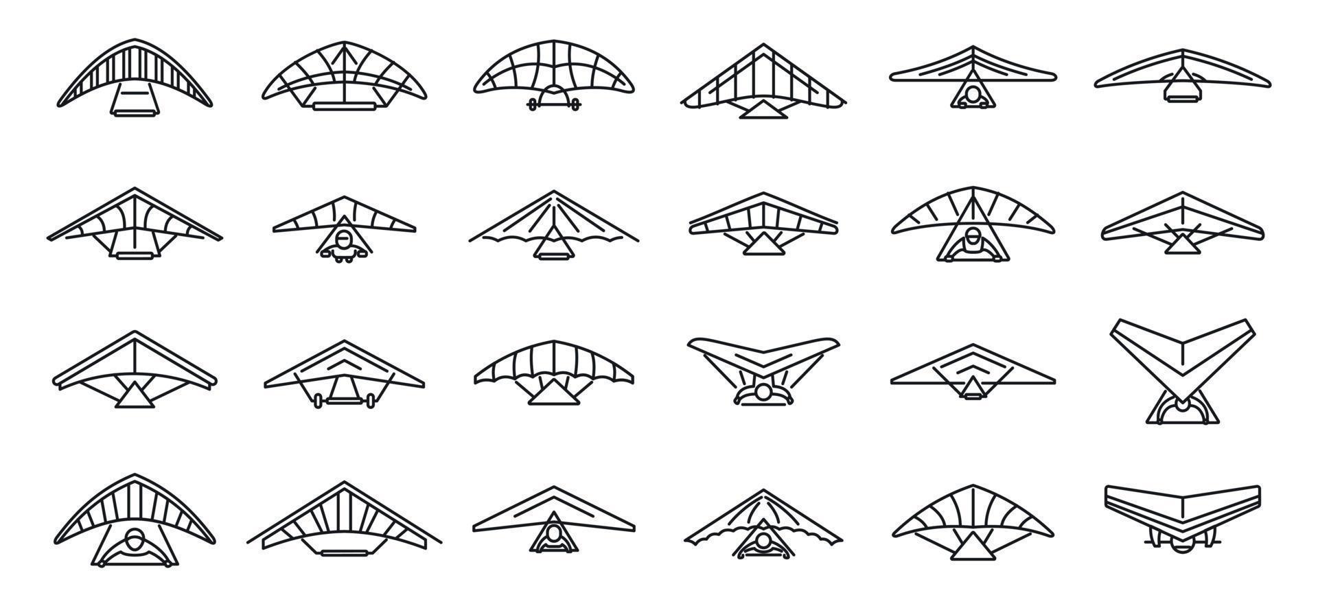 Hang glider icons set outline vector. Sport activity vector
