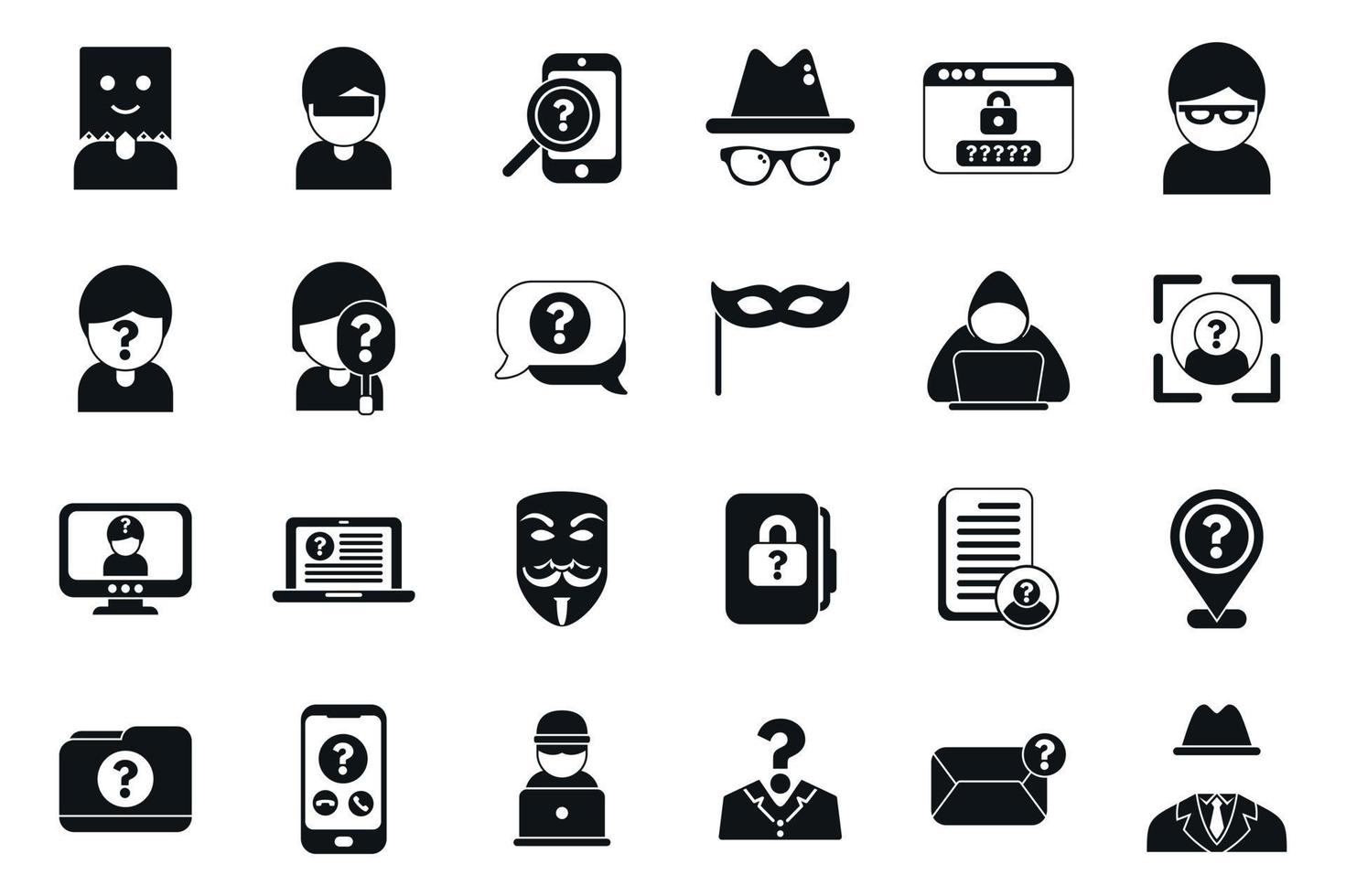 Anonymous icons set simple vector. Human hidden vector