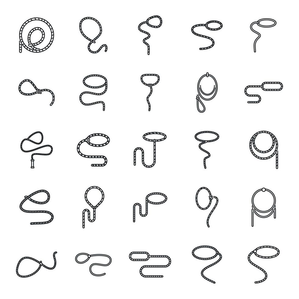 Lasso icons set outline vector. Hand cowboy vector