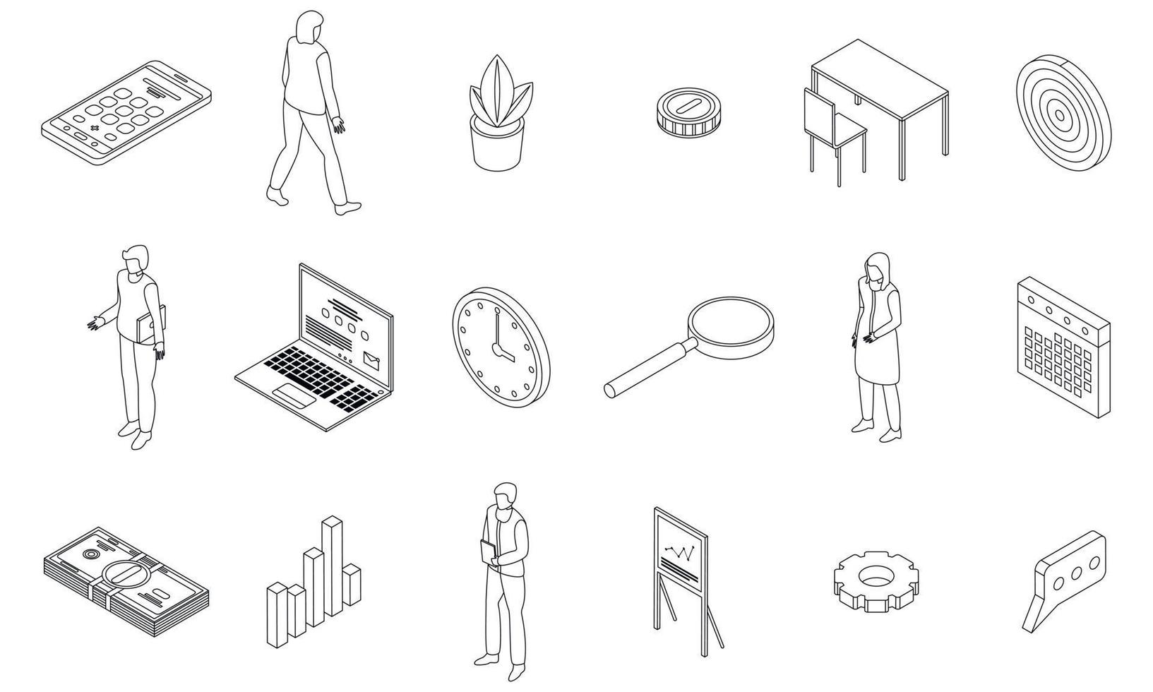 Account manager icons set vector outline