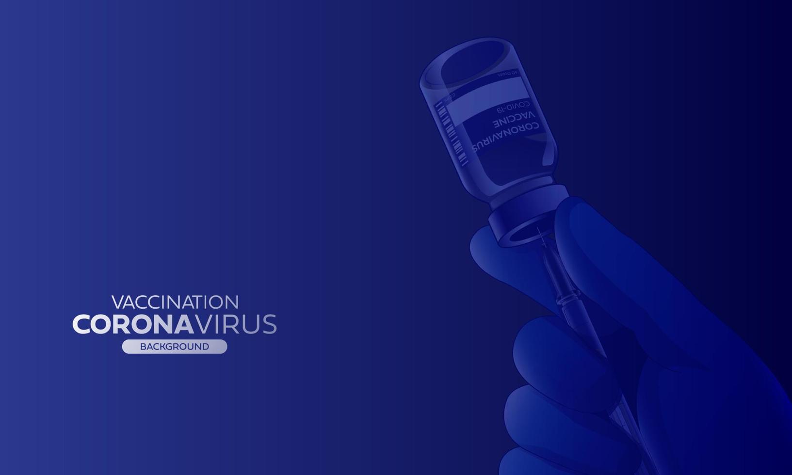 Creative design for Coronavirus vaccine banner background. Covid-19 corona virus vaccination with vaccine bottle and syringe injection tool for covid19 immunization treatment. Vector illustration.