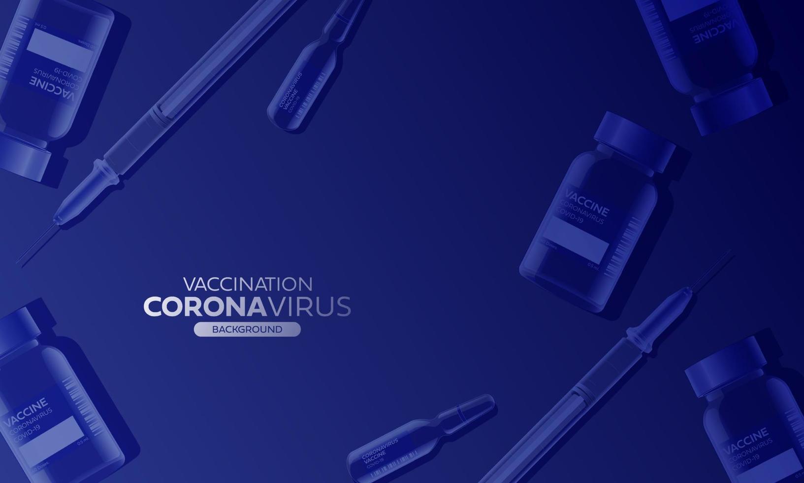 Creative design for Coronavirus vaccine banner background. Covid-19 corona virus vaccination with vaccine bottle and syringe injection tool for covid19 immunization treatment. Vector illustration.