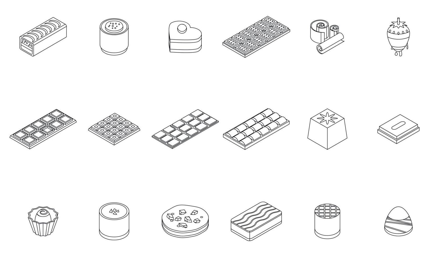 Chocolate icons set vector outline