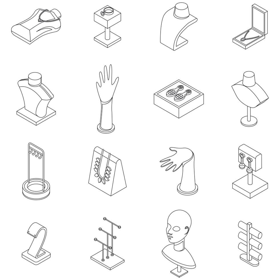 Jewelry dummy icons set vector outline