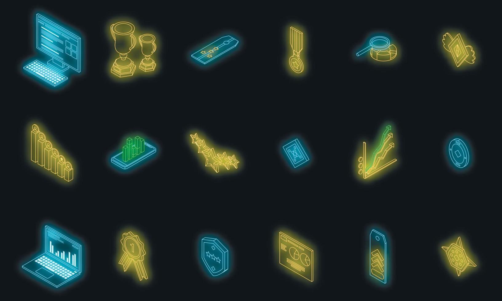 Ranking icons set vector neon