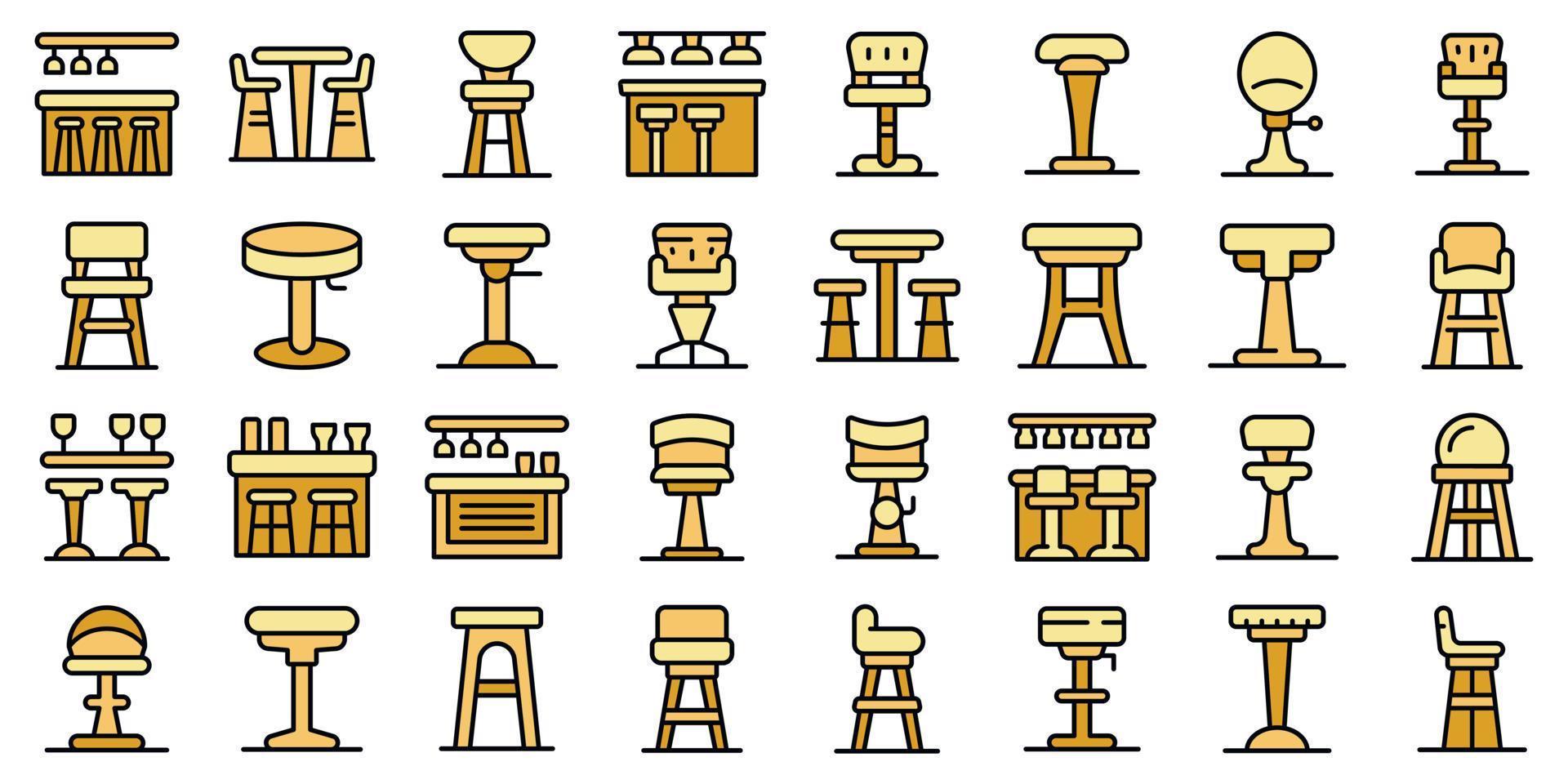 Bar stool icons set vector flat