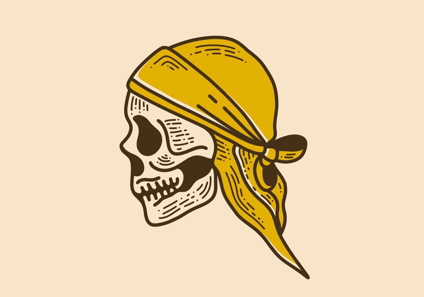 skull wearing durag retro vintage art vector