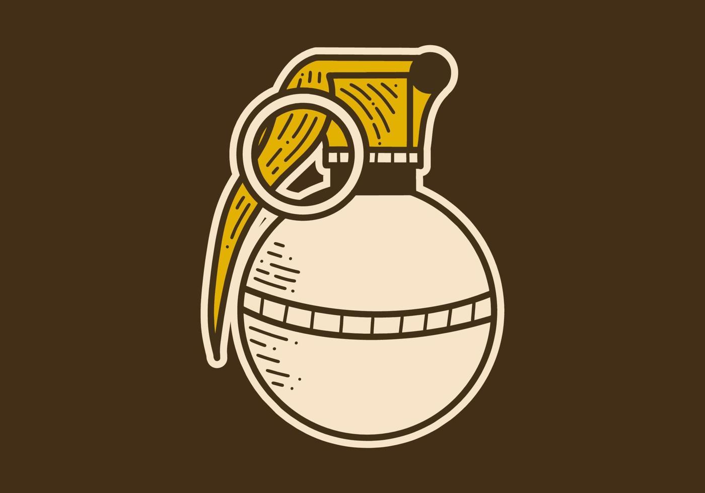 round grenade vintage retro art illustration vector