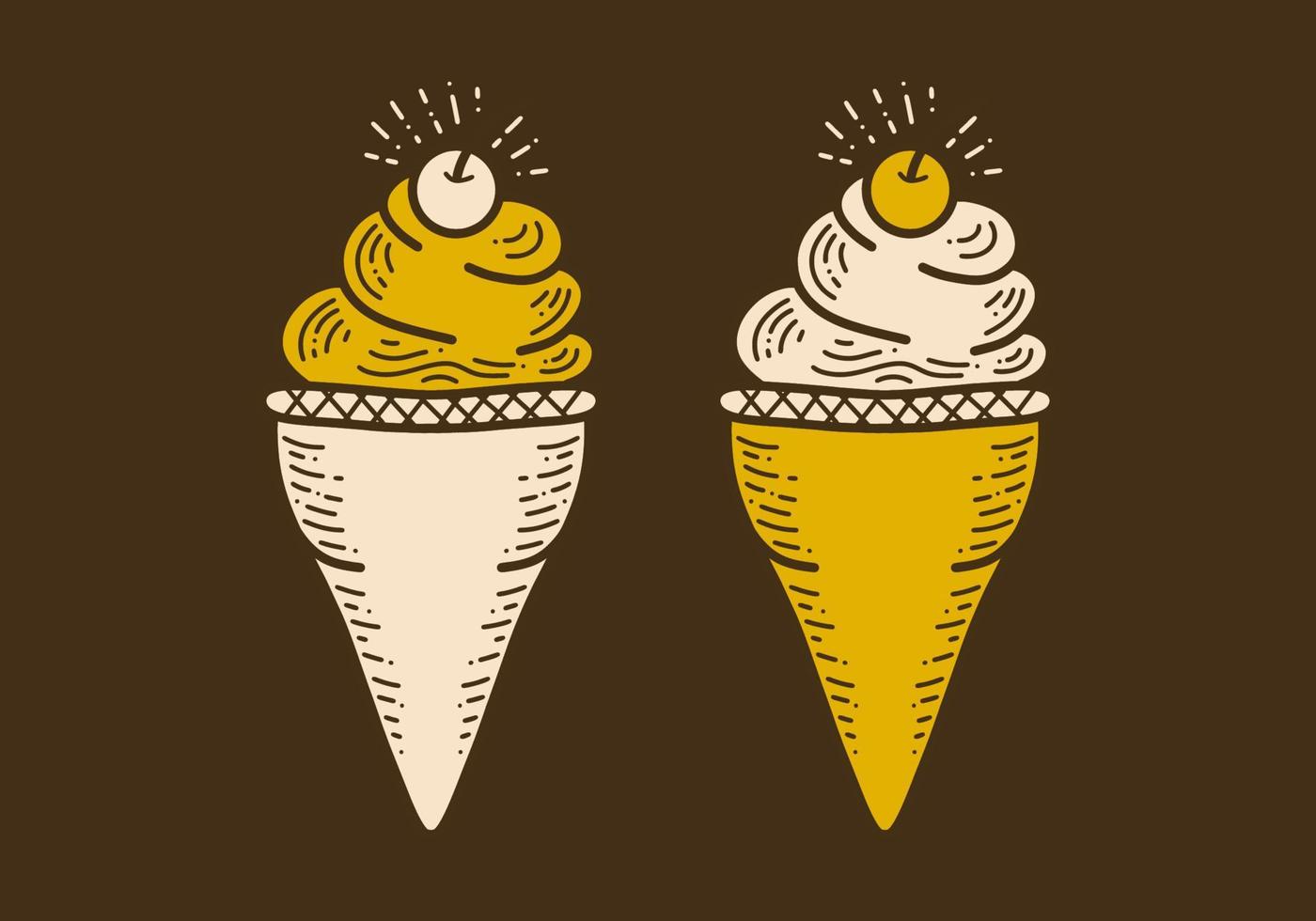 delicious ice cream vintage retro art illustration vector