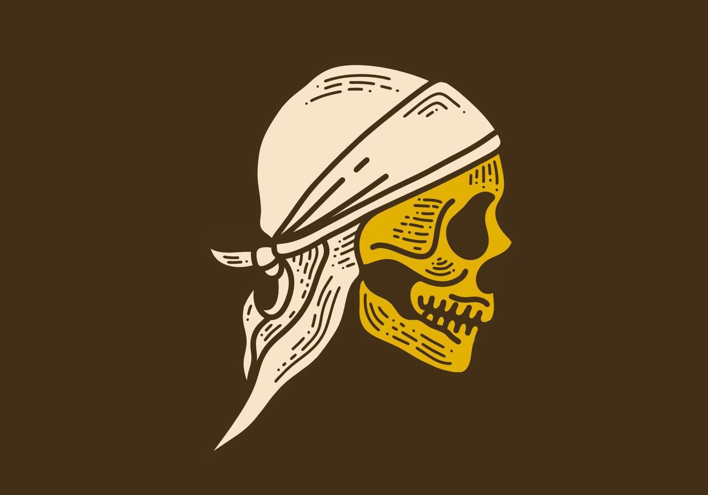 skull wearing durag vintage retro art illustration vector